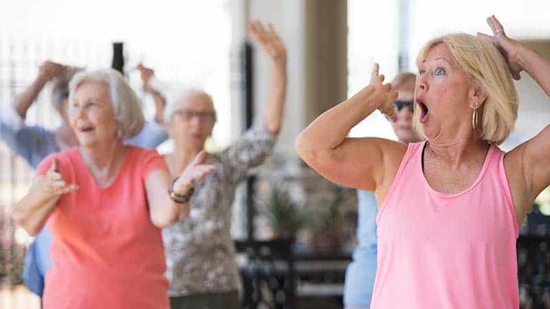 Senior women during a group exercise class